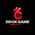 Colorful DDOK game screen showing player character completing a level with obstacles and points counter visible